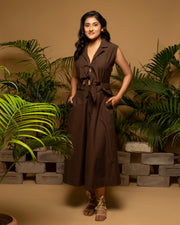 Brown Dress Front Tie